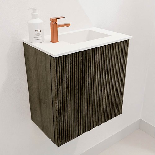 JOYA 40cm toiletmeubel kleur Shadow. Wastafel FAYE positie Rechts 1 kraangat kleur Talc.-3