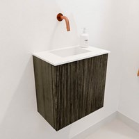 JOYA 40cm WC-möbel farbe Shadow. Einbauwaschbecken FAYE position Mittig kein hahnloch farbe Talc.-3
