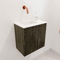 JOYA 40cm toiletmeubel kleur Shadow. Wastafel FAYE positie Links Zonder kraangat kleur Talc.-3