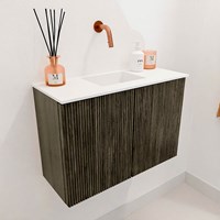 JOYA 60cm mobile lavabo colore Shadow. Lavabo FAYE posizione Centro senza foro per il rubinetto colore Talc.-3