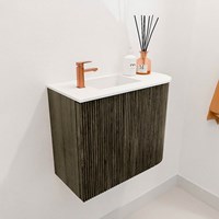 JOYA 51,6cm toiletmeubel ronding rechts kleur Shadow. Wastafel FAYE positie Links 1 kraangat kleur Talc.-3