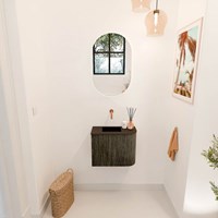 JOYA 51,6cm mobile lavabo colore curva destra Shadow. Lavabo FAYE posizione Sinistra senza foro per il rubinetto colore Urban.-2