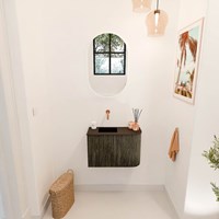JOYA 61,6cm mobile lavabo colore curva destra Shadow. Lavabo FAYE posizione Sinistra senza foro per il rubinetto colore Urban.-2