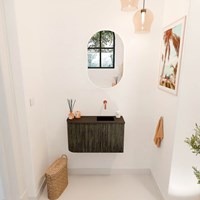 JOYA 71,6cm mobile lavabo colore curva sinistra Shadow. Lavabo FAYE posizione Destra senza foro per il rubinetto colore Urban.-2