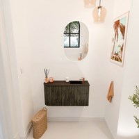 JOYA 81,6cm toiletmeubel ronding links kleur Shadow. Wastafel FAYE positie Rechts 1 kraangat kleur Urban.-2