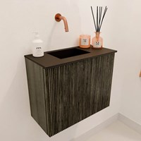 JOYA 50cm mobile lavabo colore Shadow. Lavabo FAYE posizione Sinistra senza foro per il rubinetto colore Urban.-3