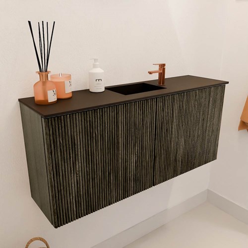 JOYA 90cm meuble lave-main couleur Shadow. Lavabo FAYE position Centrée 1 trou pour robinetter couleur Urban.-3