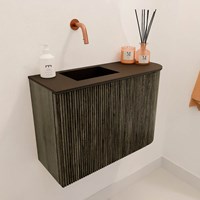 JOYA 61,6cm mobile lavabo colore curva destra Shadow. Lavabo FAYE posizione Sinistra senza foro per il rubinetto colore Urban.-3