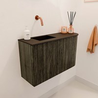 JOYA 71,6cm toiletmeubel ronding rechts kleur Shadow. Wastafel FAYE positie Links Zonder kraangat kleur Urban.-3