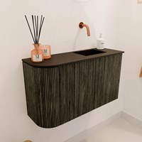 JOYA 71,6cm mobile lavabo colore curva sinistra Shadow. Lavabo FAYE posizione Destra senza foro per il rubinetto colore Urban.-3