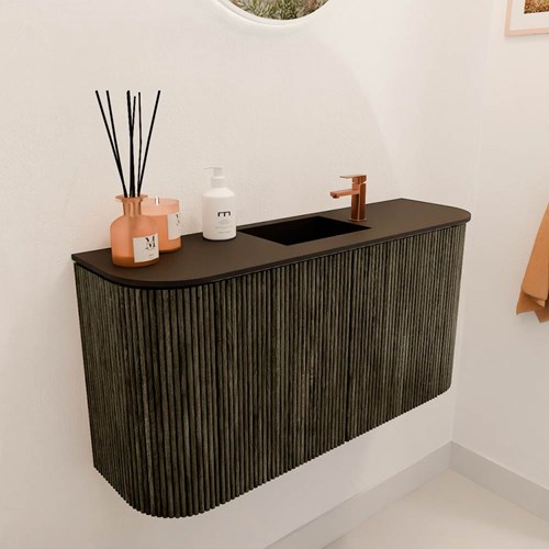 JOYA 83,2cm meuble lave-main courbe gauche + droite couleur Shadow. Lavabo FAYE position Centrée 1 trou pour robinetter couleur Urban.-3