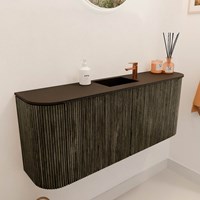 JOYA 103,2cm meuble lave-main courbe gauche + droite couleur Shadow. Lavabo FAYE position Centrée 1 trou pour robinetter couleur Urban.-3