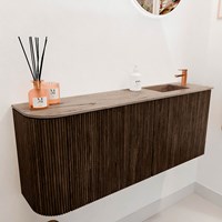 JOYA-DLUX 101,6cm mobile lavabo colore curva sinistra Walnut. Lavabo FAYE posizione Destra 1 foro per rubinetto colore Arena.-3