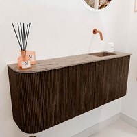 JOYA-DLUX 101,6cm toiletmeubel ronding links kleur Walnut. Wastafel FAYE positie Rechts Zonder kraangat kleur Arena.-3