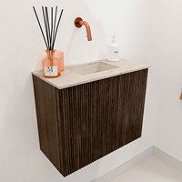 JOYA-DLUX 50cm WC-möbel farbe Walnut. Einbauwaschbecken FAYE position Mittig kein hahnloch farbe Frappe.-3