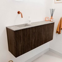 JOYA-DLUX 101,6cm toiletmeubel ronding rechts kleur Walnut. Wastafel FAYE positie Links Zonder kraangat kleur Glace.-3