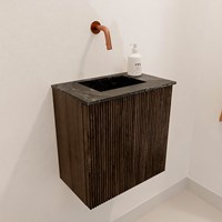JOYA-DLUX 40cm meuble lave-main couleur Walnut. Lavabo FAYE position Centrée sans trou pour robinet couleur Lava.-3
