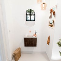 JOYA-DLUX 50cm toiletmeubel kleur Walnut. Wastafel FAYE positie Links Zonder kraangat kleur Meli.-2