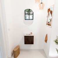 JOYA-DLUX 40cm cloakroom vanity set color Walnut. Vanity top FAYE position Left 1 tab hole color Nata.-2