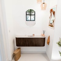 JOYA-DLUX 123,2cm mobile lavabo colore curva sinistra + destra Walnut. Lavabo FAYE posizione Centro 1 foro per rubinetto colore Nata.-2