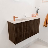 JOYA-DLUX 81,6cm WC-möbel kurve rechts farbe Walnut. Einbauwaschbecken FAYE position Links 1 hahnloch farbe Nata.-3