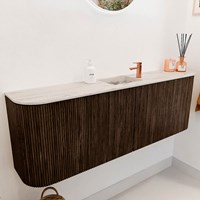 JOYA-DLUX 123,2cm WC-möbel kurve links + rechts farbe Walnut. Einbauwaschbecken FAYE position Mittig 1 hahnloch farbe Nata.-3