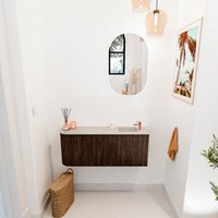 JOYA-DLUX 101,6cm toiletmeubel ronding links kleur Walnut. Wastafel FAYE positie Rechts 1 kraangat kleur Opalo.-2
