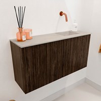 JOYA-DLUX 80cm toiletmeubel kleur Walnut. Wastafel FAYE positie Rechts Zonder kraangat kleur Opalo.-3