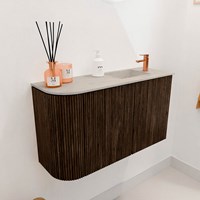 JOYA-DLUX 71,6cm mobile lavabo colore curva sinistra Walnut. Lavabo FAYE posizione Destra 1 foro per rubinetto colore Opalo.-3