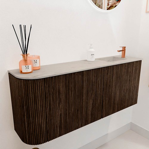 JOYA-DLUX 101,6cm toiletmeubel ronding links kleur Walnut. Wastafel FAYE positie Rechts 1 kraangat kleur Opalo.-3