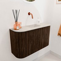 JOYA-DLUX 73,2cm WC-möbel kurve links + rechts farbe Walnut. Einbauwaschbecken FAYE position Mittig kein hahnloch farbe Ostra.-3