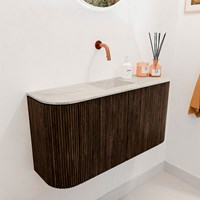 JOYA-DLUX 83,2cm toiletmeubel ronding links + rechts kleur Walnut. Wastafel FAYE positie Midden Zonder kraangat kleur Ostra.-3