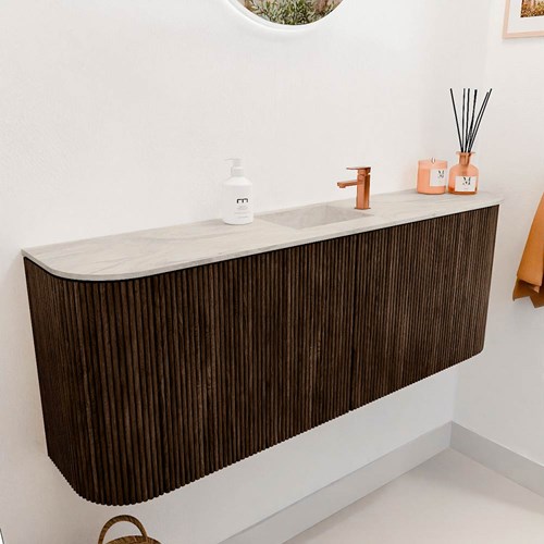 JOYA-DLUX 113,2cm toiletmeubel ronding links + rechts kleur Walnut. Wastafel FAYE positie Midden 1 kraangat kleur Ostra.-3