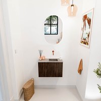 JOYA-DLUX 60cm toiletmeubel kleur Walnut. Wastafel FAYE positie Rechts Zonder kraangat kleur Oza.-2