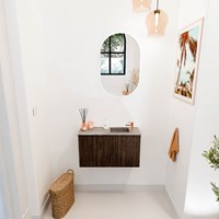 JOYA-DLUX 70cm WC-möbel farbe Walnut. Einbauwaschbecken FAYE position Rechts 1 hahnloch farbe Oza.-2