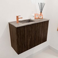 JOYA-DLUX 60cm WC-möbel farbe Walnut. Einbauwaschbecken FAYE position Links 1 hahnloch farbe Oza.-3