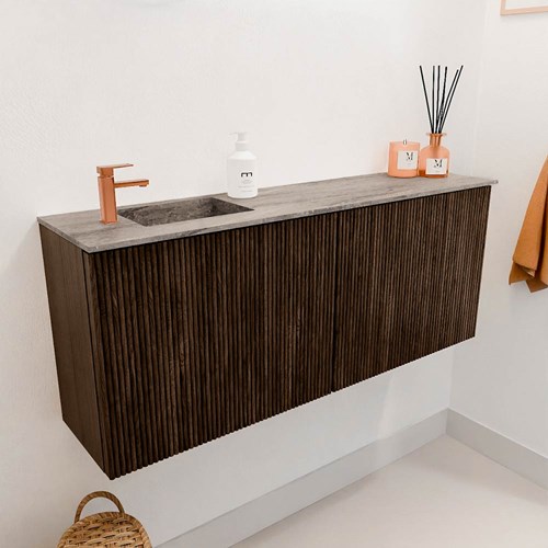 JOYA-DLUX 100cm WC-möbel farbe Walnut. Einbauwaschbecken FAYE position Links 1 hahnloch farbe Oza.-3
