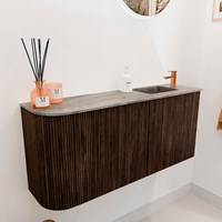 JOYA-DLUX 91,6cm cloakroom vanity set curve left color Walnut. Vanity top FAYE position Right 1 tab hole color Oza.-3