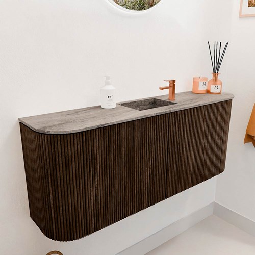 JOYA-DLUX 103,2cm toiletmeubel ronding links + rechts kleur Walnut. Wastafel FAYE positie Midden 1 kraangat kleur Oza.-3
