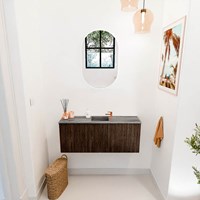 JOYA-DLUX 100cm mobile lavabo colore Walnut. Lavabo FAYE posizione Centro 1 foro per rubinetto colore Sombra.-2