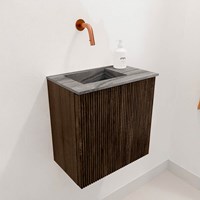 JOYA-DLUX 40cm toiletmeubel kleur Walnut. Wastafel FAYE positie Links Zonder kraangat kleur Sombra.-3