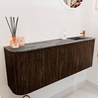 JOYA-DLUX 111,6cm toiletmeubel ronding links kleur Walnut. Wastafel FAYE positie Rechts 1 kraangat kleur Sombra.-3