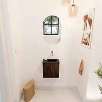 JOYA 40cm toiletmeubel kleur Walnut. Wastafel FAYE positie Rechts Zonder kraangat kleur Urban.-2