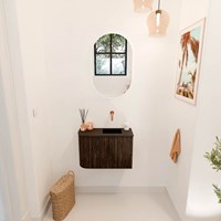 JOYA 61,6cm cloakroom vanity set curve left color Walnut. Vanity top FAYE position Right without tab hole color Urban.-2