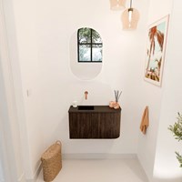 JOYA 71,6cm WC-möbel kurve rechts farbe Walnut. Einbauwaschbecken FAYE position Links kein hahnloch farbe Urban.-2
