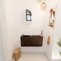 JOYA 91,6cm toiletmeubel ronding rechts kleur Walnut. Wastafel FAYE positie Links 1 kraangat kleur Urban.-2
