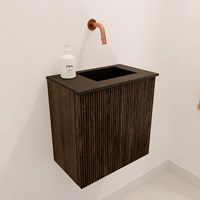 JOYA 40cm toiletmeubel kleur Walnut. Wastafel FAYE positie Rechts Zonder kraangat kleur Urban.-3