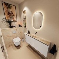 MONDIAZ GLOW specchio Oval 45x90cm Linen. Illuminazione LED con sensore di movimento tutto intorno.-3