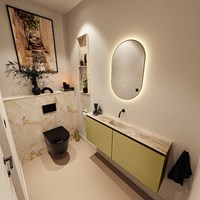 MONDIAZ GLOW mirror Oval 45x90cm Oro. Motion sensor LED lighting around.-3