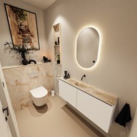 MONDIAZ GLOW mirror Oval 45x90cm Talc. Motion sensor LED lighting around.-3